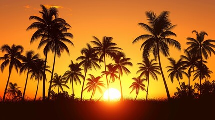 silhouette palm trees sunrise beach photo , tropical beach sunrise palm tree silhouettes , palm tree silhouettes at sunrise on a beach vacation
