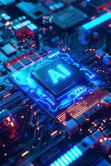 Fototapeta premium AI Chip on a Circuit Board.