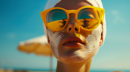 Woman with Sunglasses and Sunscreen