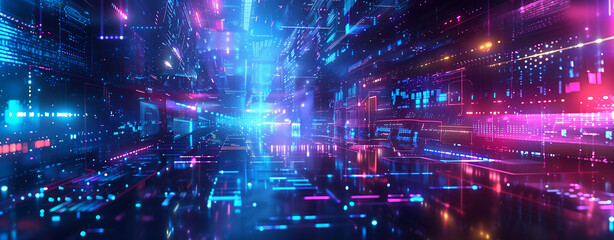 Obraz premium Ideal digital background for tech, AI, data transfer, encryption, archives, science, and education