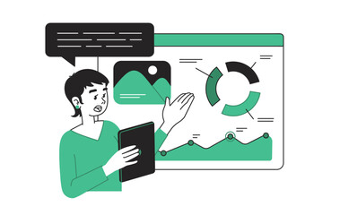Business concept illustrations. Presentation, meeting, speaker, conference.