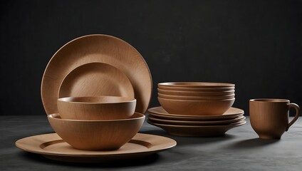 A futuristic dinner set that integrates sustainable materials ai_generated