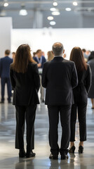 Obraz premium Rear view of businesspeople at an exhibition
