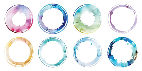 Set hand drawn watercolor of colorful abstract watercolor splash ink paint brush stains splatter form circle frame border design resources element © Marlin crowell