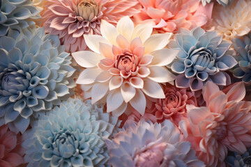 Beautiful flowers in pastel colors. Nature concept background