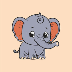 Coloring Page Of Cartoon Baby Elephant Vector Illustration for Coloring Book