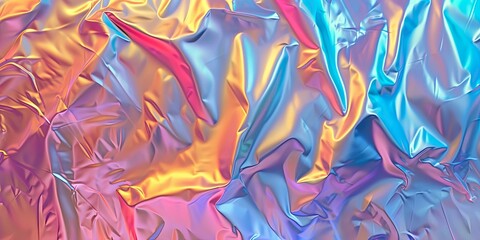 Fototapeta premium Abstract holographic background with colorful iridescent folds.