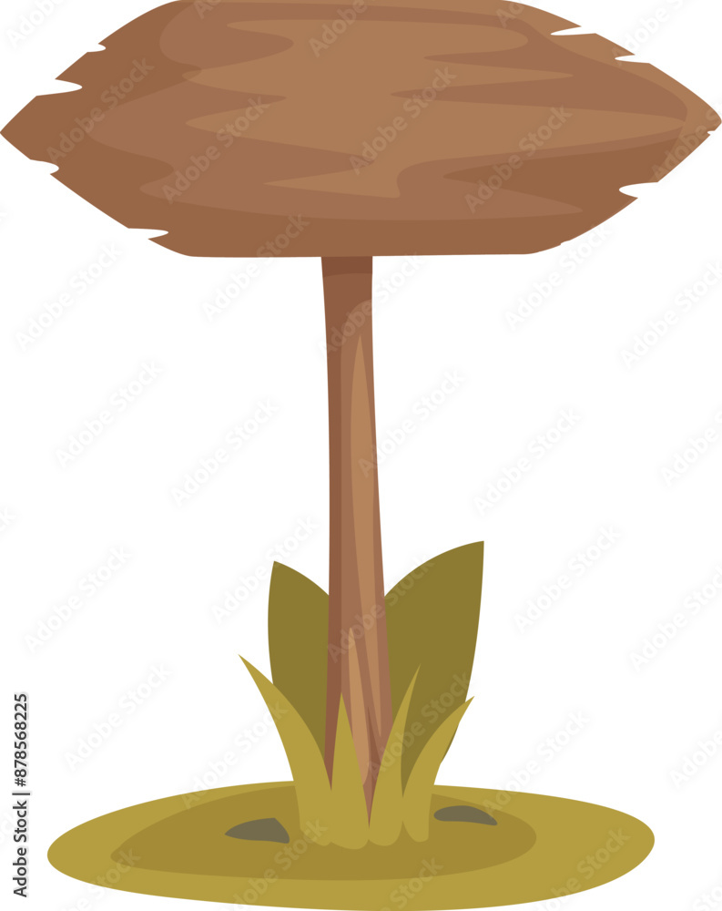 Poster empty wooden signpost standing on a grass patch, perfect for adding your own text or message