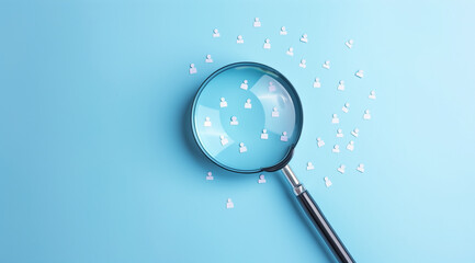 magnifying glass with blue background