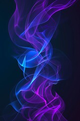 Obraz premium Abstract purple and blue glowing light streaks on dark background.
