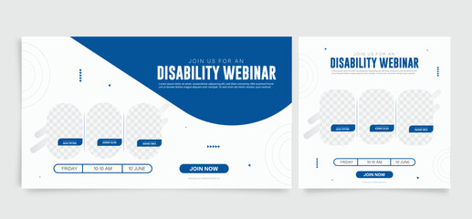 Disability webinar post and banner template. Modern and creative disability webinar concept. EPS Vector illustration.