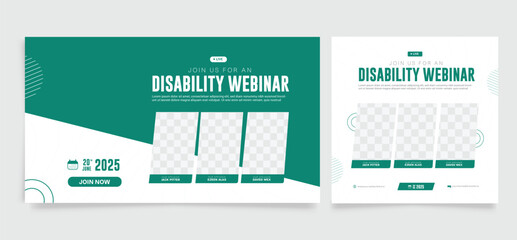 Disability webinar post and banner template. Modern and creative disability webinar concept. EPS Vector illustration.