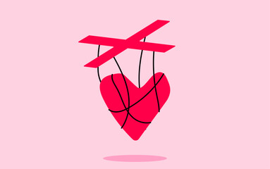 Emotional manipulation heart string illustration