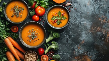 Delicious Pumpkin Soup with Fresh Vegetables