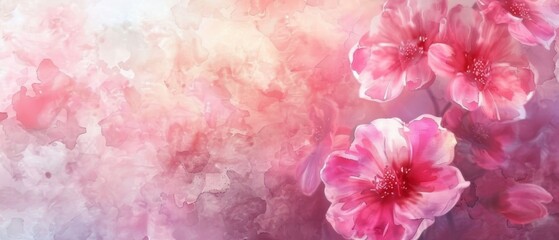 Fototapeta premium Abstract watercolor art background with pink flowers in style of watercolor paints design