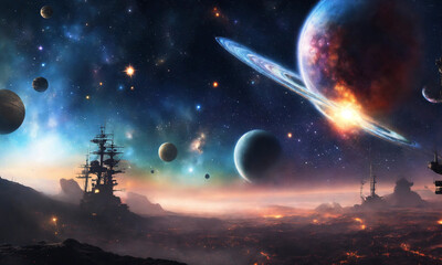 Naklejka premium space station in space