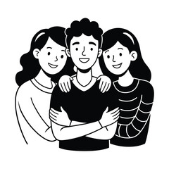 Friendship day Group Hug  silhouette vector illustration 