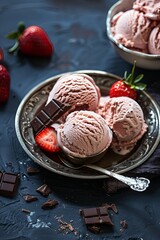 Delicious Strawberry and Chocolate Ice Cream.