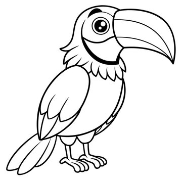 recommend clip art: Toucan bird cartoon line art vector