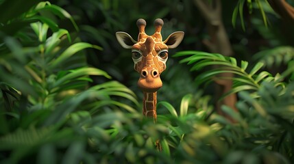 Funny Giraffe in the Jungle