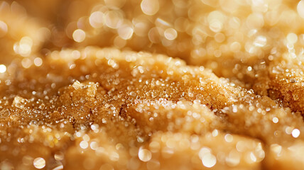 Close-Up of Sparkling Sugar Crystals on a Golden Surface