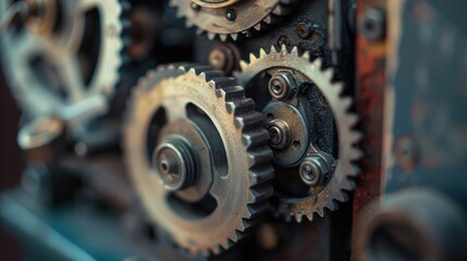 Close-Up of Vintage Camera Gears Showcasing Precision and Craftsmanship for Print and Poster Design