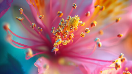 Vibrant Macro Shot of Flower Stamen with Pollen Grains