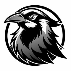 black and white crow head illustration