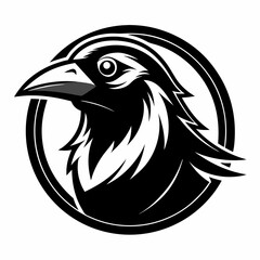 black and white crow head illustration