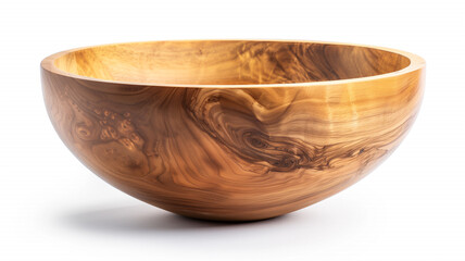 Elegant Handcrafted Wooden Bowl on White Background