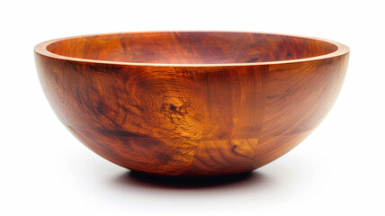 Elegant Handcrafted Wooden Bowl on White Background