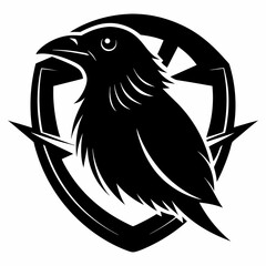 black and white crow head illustration