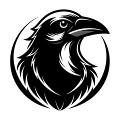 black and white crow head illustration