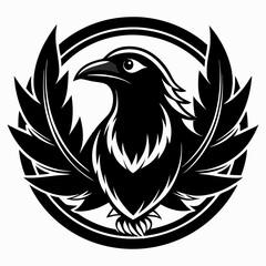 black and white crow head illustration