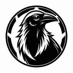 black and white crow head illustration