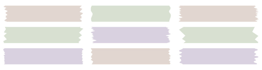 Obraz premium Set of colorful washi tapes isolated on white. Washi tapes collection in vector. Pieces of decorative tape for scrapbooks. Torn paper 