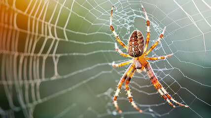 Close-Up of a Colorful Spider on Its Intricate Web