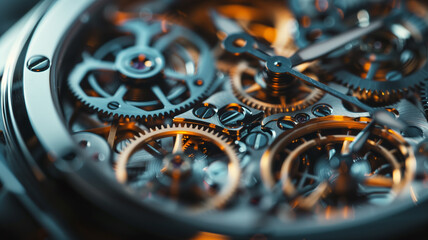 Extreme Close-Up of Intricate Watch Gears and Mechanisms