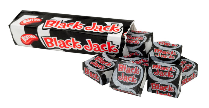 Barratt black jack aniseed flavour chewy sweets, a classic British confectionery treat
