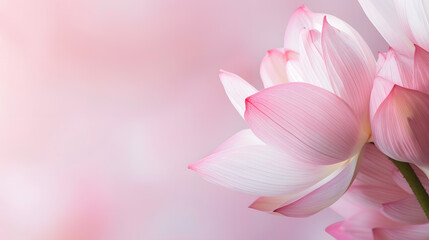 Close up of Pink lotus flower on a blurred pink background, blooming in spring, beauty and nature, Selective focus and copy space.