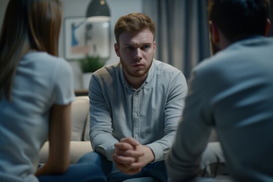 Parents having a serious conversation with their teenage son - Powered by Adobe