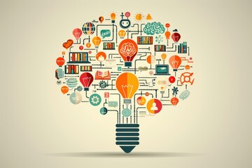 an image of a light bulb with many different icons