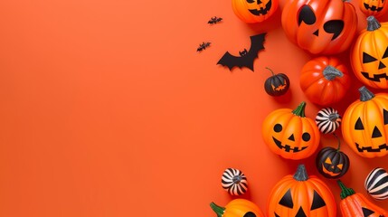 Halloween pumpkins flat design  spooky cartoon drawing
