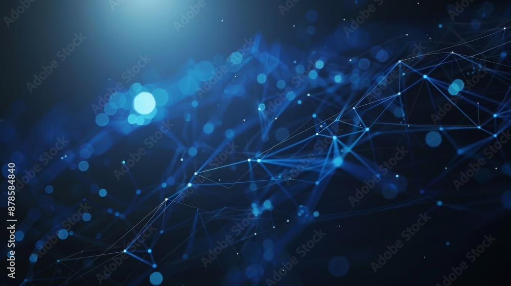 Aufkleber abstract high tech blue glowing lines with dots and plexus triangles, abstract background. high qual