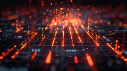 Abstract Digital Interface with Glowing Lines