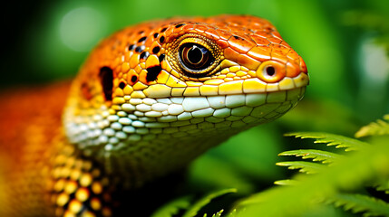 Close-up of a vibrant orange lizard.
