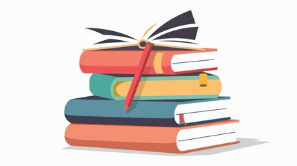 a stack of books with a dragonfly on top