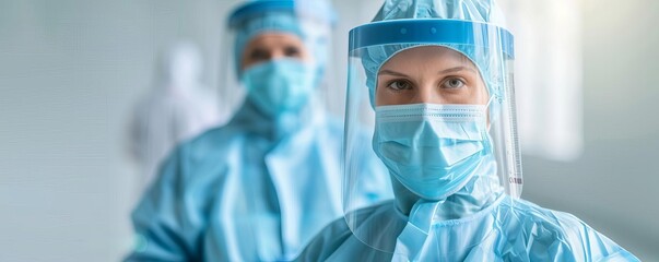 Healthcare professionals conducting COVID-19 tests, detection, health procedures