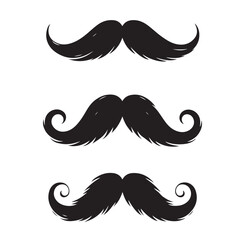 Mustaches and beard style set vector silhouettes illustration 