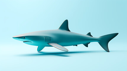 Obraz premium A shark, sleek and powerful, against a light blue background. 